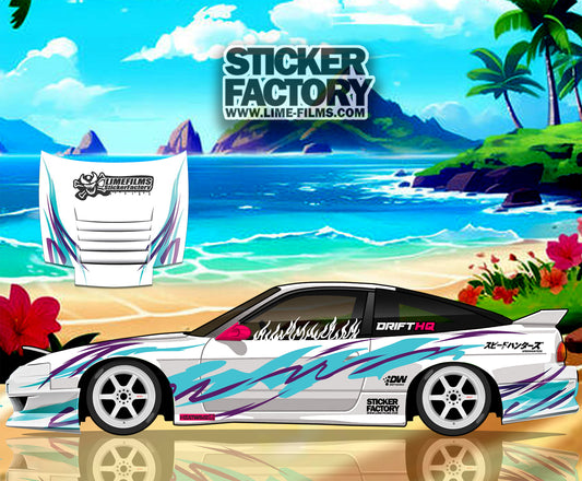 Hawaii_SX Full RC Car Sticker Set, Decal, Livery For 1/10 Drift Car Body - LimeFilms