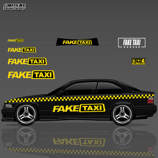 FakeTaxi - RC Car Sticker Set, Decal, Livery For 1/10 Drift Car Body - LimeFilms