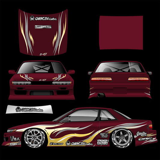 StickerFactory S13 Full RC Car Sticker Set, Decal, Livery For 1/10 Drift Car Body - LimeFilms