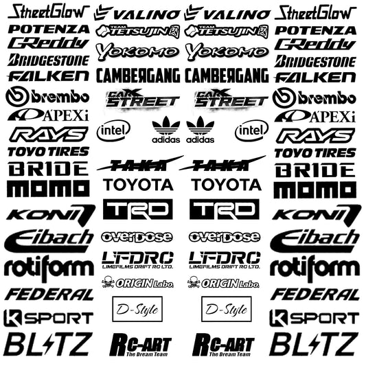 RC Car Sticker Set, Decal, Livery For 1/10 Drift Car Body - Sponsors List