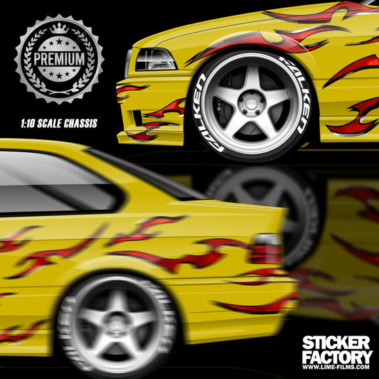 Red Tribal RC Drift Stickers/Decals Full Set for 1:10 Body Shell - LimeFilms